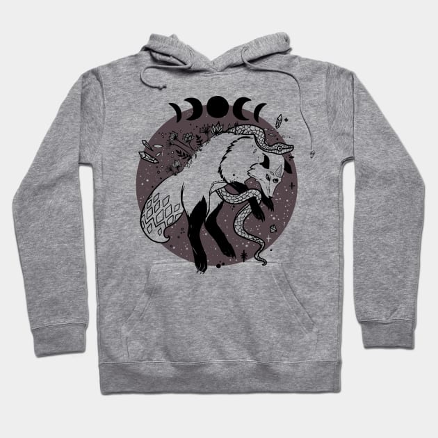 Fox Jumping, Snake, Moon Phases, Nature, And Gemstones Hoodie by cellsdividing
